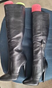 Nine WestBlack Leather Stiletto Boots 5